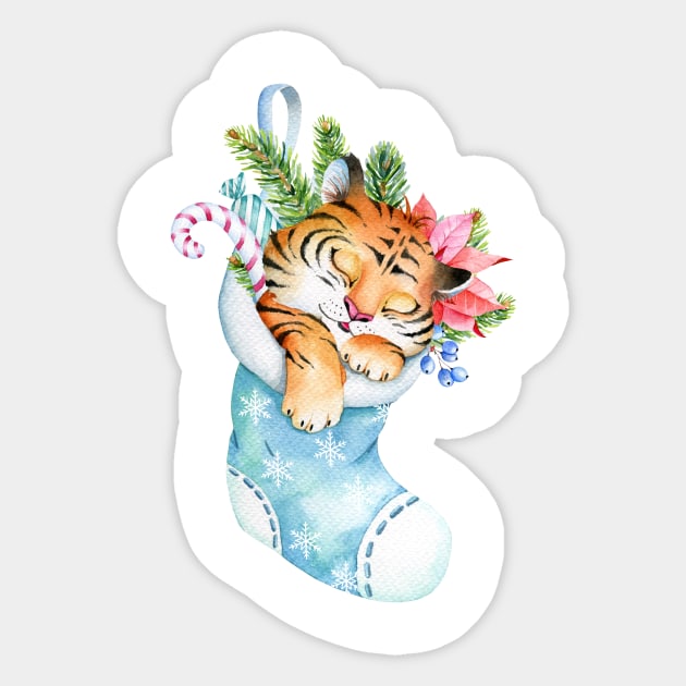 New Year Symbol 2022 - Tiger, Christmas Tiger Sticker by Simple Wishes Art